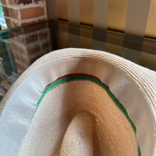 GUCCI Striped Raffia Fedora Hat SZ M