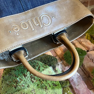 CHLOE Medium Blue Denim Logo Tote