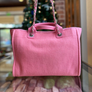 CHANEL Deauville Small Pink Canvas Tote