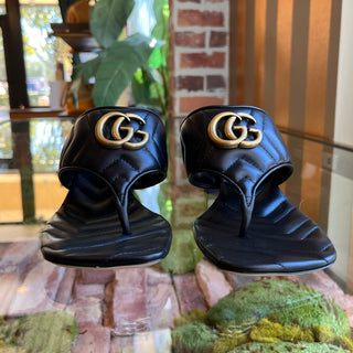 GUCCI GG Marmont Black Chevron Heels SZ39(9US)