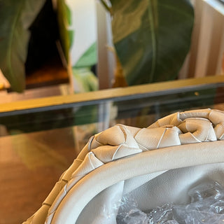 BOTTEGA VENETA The Pouch White Intrecciato Nappa Leather Clutch
