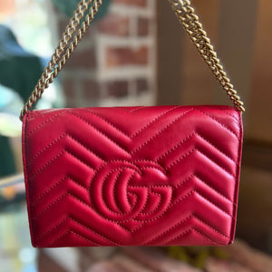 GUCCI Red Marmont Wallet On Chain