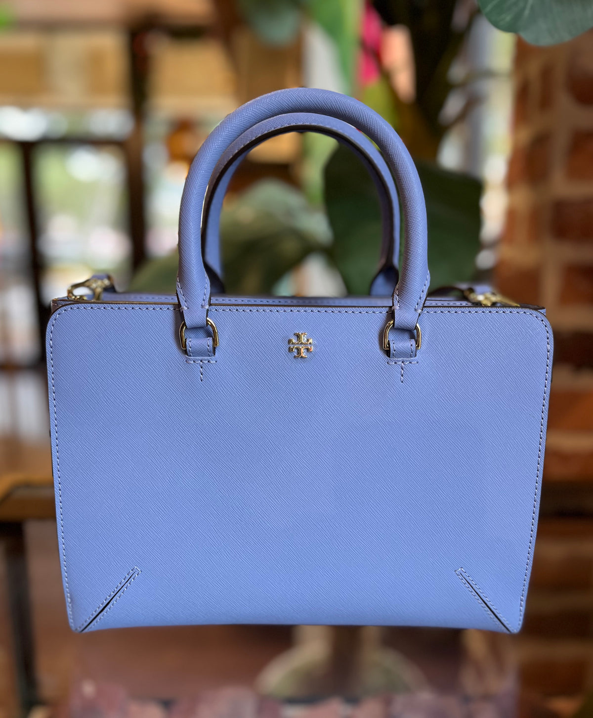 Tory Burch Perwinkle Emerson Double Pocket Tote