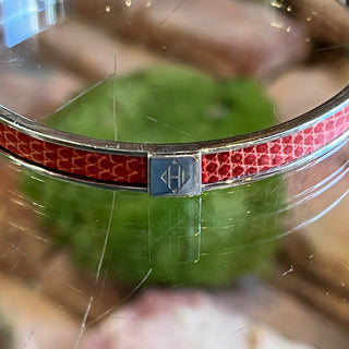 HERMES Vintage Paris Kawaii Small Red Lizard Skin Bangle