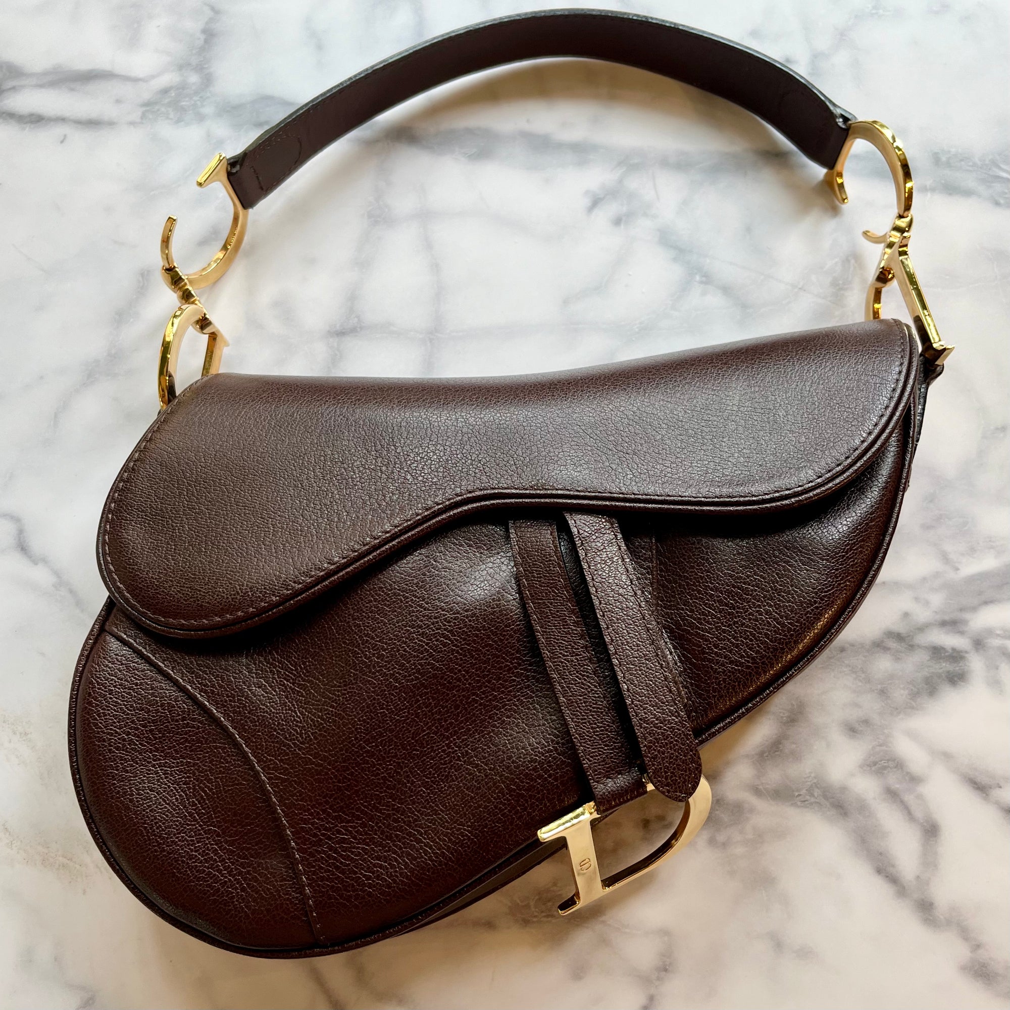 DIOR Vintage Brown Leather Saddle Bag