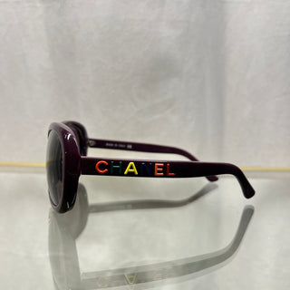 CHANEL 5138 c.1068/3L Purple Acetate Multicolor Logo Sunglasses