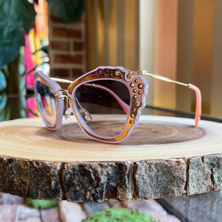 MIU MIU SMU04Q Pink Studded Cateye Sunglasses