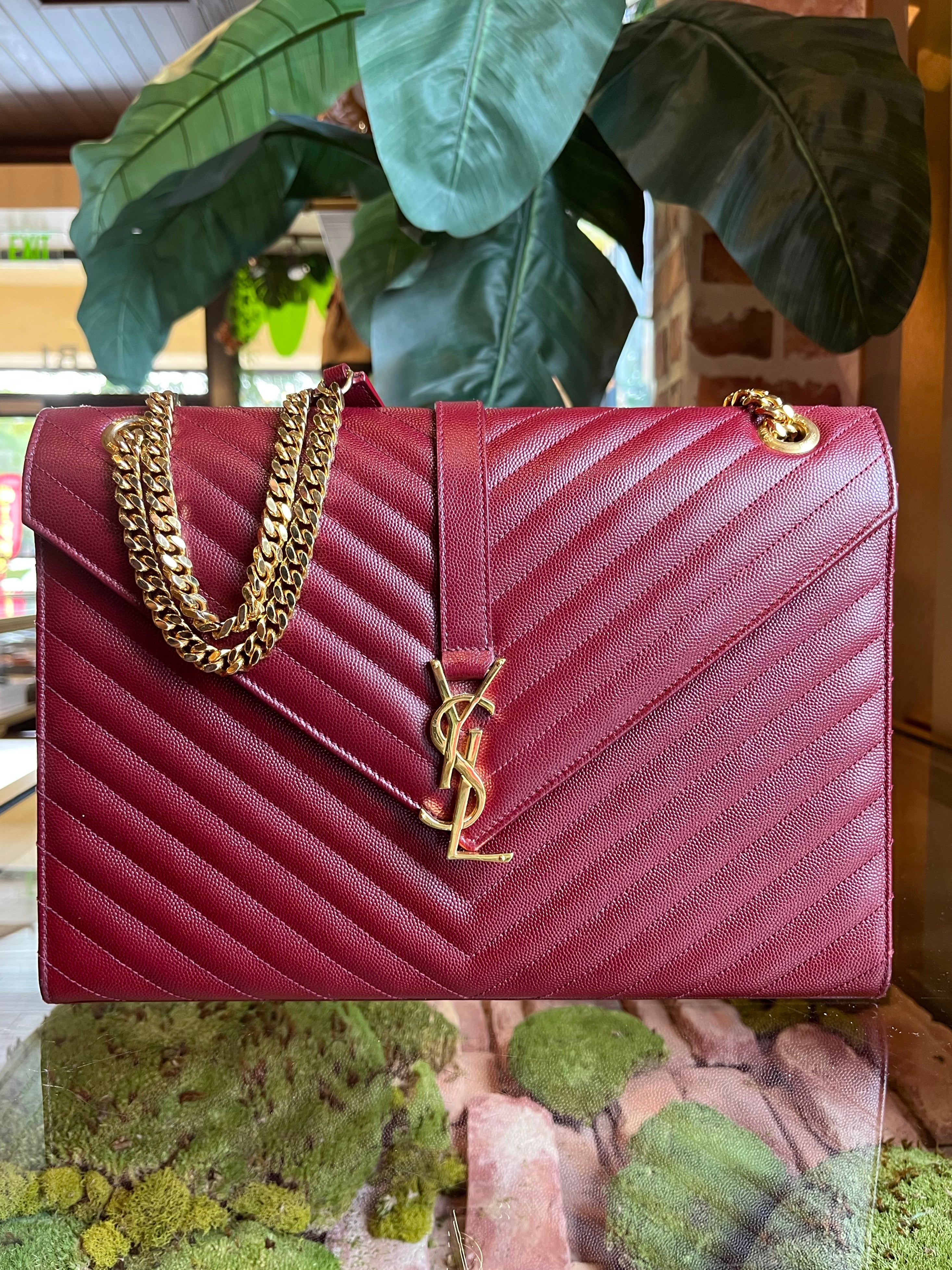 YVES SAINT LAURENT Small Lou Chevron Leather Camera Crossbody Bag Red