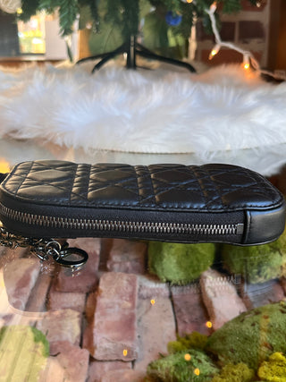 DIOR Black Cannage "Callin Dior" Phone Pouch