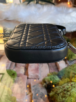 DIOR Black Cannage "Callin Dior" Phone Pouch