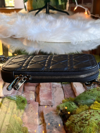 DIOR Black Cannage "Callin Dior" Phone Pouch