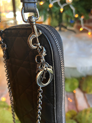 DIOR Black Cannage "Callin Dior" Phone Pouch