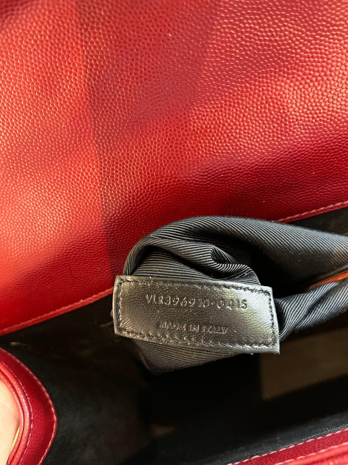 YVES SAINT LAURENT Small Lou Chevron Leather Camera Crossbody Bag Red