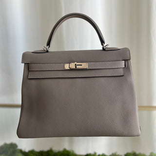 HERMES Gris Asphalte Veau Togo Leather Kelly 32