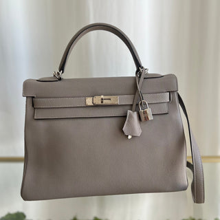 HERMES Gris Asphalte Veau Togo Leather Kelly 32