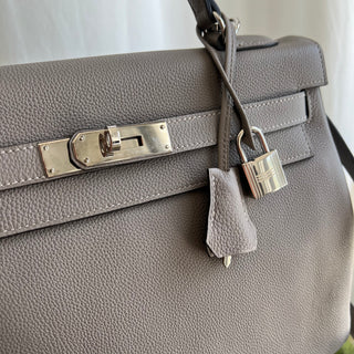 HERMES Gris Asphalte Veau Togo Leather Kelly 32