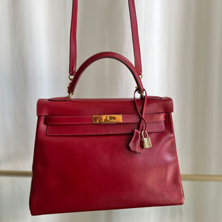 HERMES Red Box Calf Leather Kelly 32