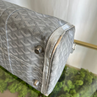 GOYARD Silver Coated Canvas Chevron Croisiere 35 Duffle