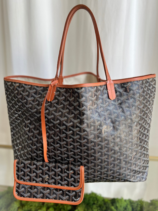 GOYARD Black/Tan Goyardine Saint Louis GM Tote