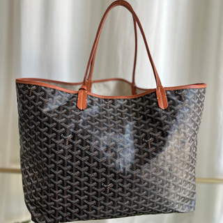 GOYARD Black/Tan Goyardine Saint Louis GM Tote