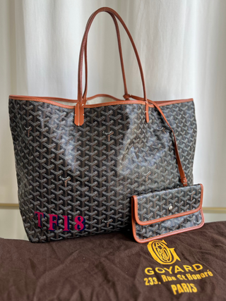 GOYARD Black/Tan Goyardine Saint Louis GM Tote