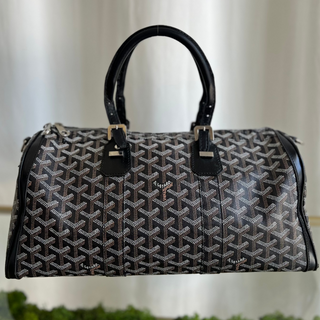 GOYARD Croisseur 40 Herringbone Pattern Boston Bag Black