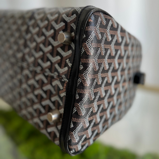 GOYARD Croisseur 40 Herringbone Pattern Boston Bag Black