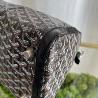 GOYARD Croisseur 40 Herringbone Pattern Boston Bag Black