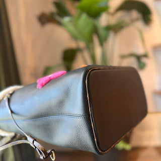 LOUIS VUITTON Neverfull MM Black Calfskin Leather Monogram Teddy Shearling Tote