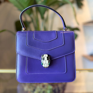 BVLGARI Serpenti Forever Small Purple Leather Top Handle Bag