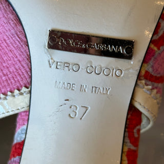 DOLCE&GABBANA Pink Paisley Sling Back Mules Heels Z37(7US)