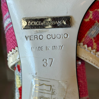 DOLCE&GABBANA Pink Paisley Sling Back Mules Heels Z37(7US)