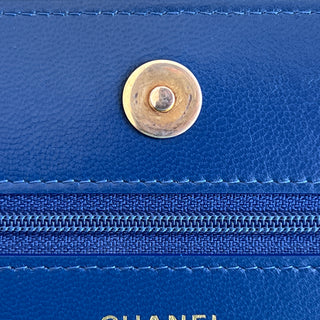 CHANEL 19 Blue Lambskin Leather Wallet On Chain