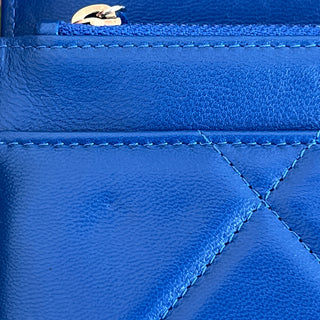 CHANEL 19 Blue Lambskin Leather Wallet On Chain