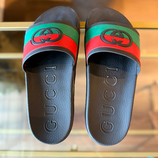 GUCCI Agrado GG Rubber Slide Sandals 10