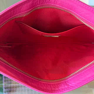 CHRISTIAN LOUBOUTIN Loubiposh Pink Calf Leather Spiked Chain Clutch