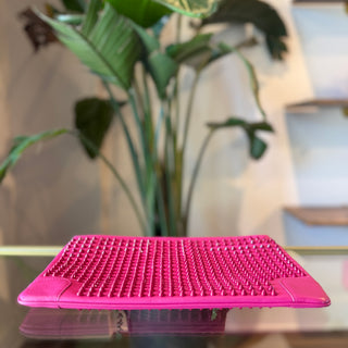 CHRISTIAN LOUBOUTIN Loubiposh Pink Calf Leather Spiked Chain Clutch