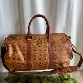 MCM Brown Visetos Leather Boston bag