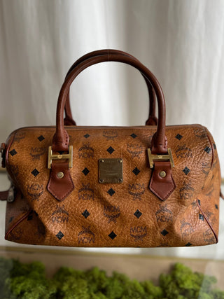 MCM Brown Visetos Leather Handbag