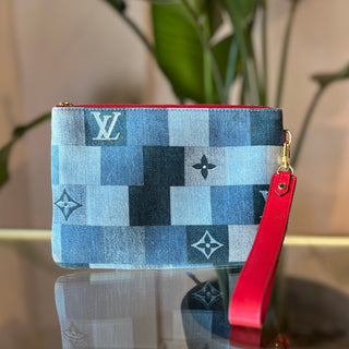 LOUIS VUITTON Denim Monogram Patchwork City Pouch