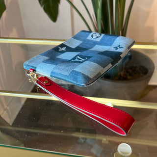 LOUIS VUITTON Denim Monogram Patchwork City Pouch