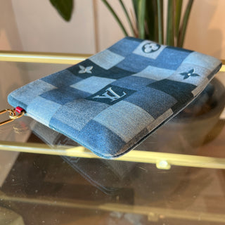 LOUIS VUITTON Denim Monogram Patchwork City Pouch
