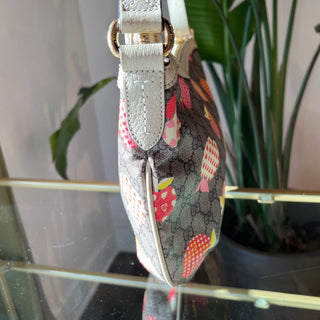 GUCCI GG Supreme Monogram Les Pommes Small Ophidia Half Moon Hobo Beige Multicolor Mystic White