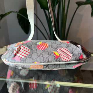 GUCCI GG Supreme Monogram Les Pommes Small Ophidia Half Moon Hobo Beige Multicolor Mystic White