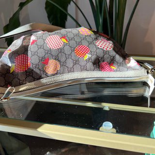 GUCCI GG Supreme Monogram Les Pommes Small Ophidia Half Moon Hobo Beige Multicolor Mystic White