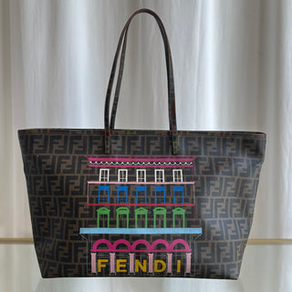 FENDI Brown Coated Canvas Tote