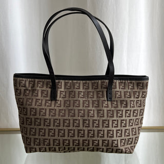 FENDI Brown Canvas Zucchino Tote