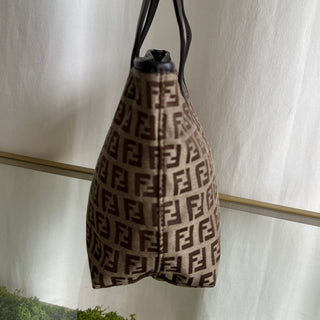 FENDI Brown Canvas Zucchino Tote