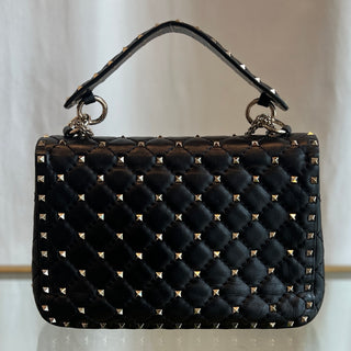 VALENTINO Black Lambskin Rockstuds Two-way  Handbag