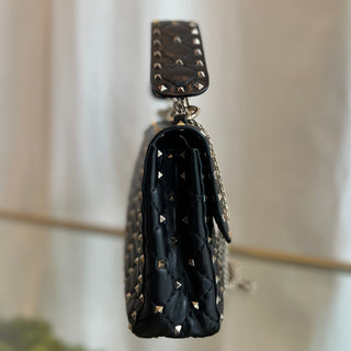 VALENTINO Black Lambskin Rockstuds Two-way  Handbag